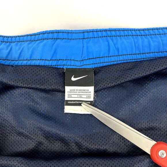 Mens Nike Board Shorts Swim Trunks Sz XXL Navy Blue Neon Yellow - Picture 3 of 8